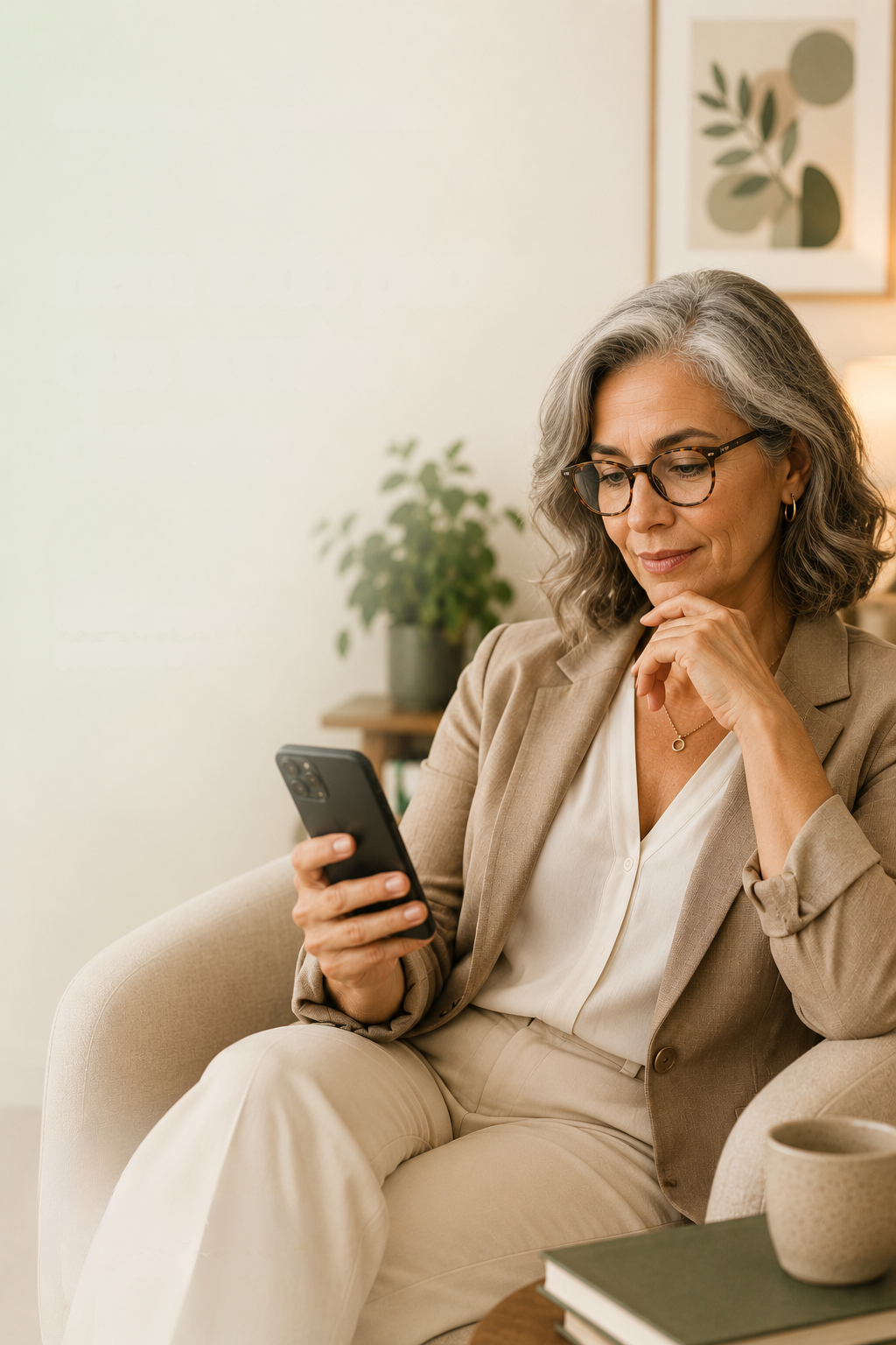 Profissional de Psicologia & Terapia usando o BASE+ no celular